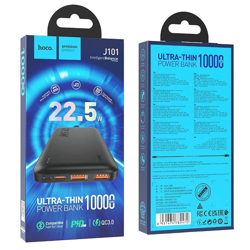 Hoco J101 10000 mAh 22.5W Ultra Thin Astute Power Bank Hoco J101 10000 mAh 22.5W Ultra Thin Astute Power Bank